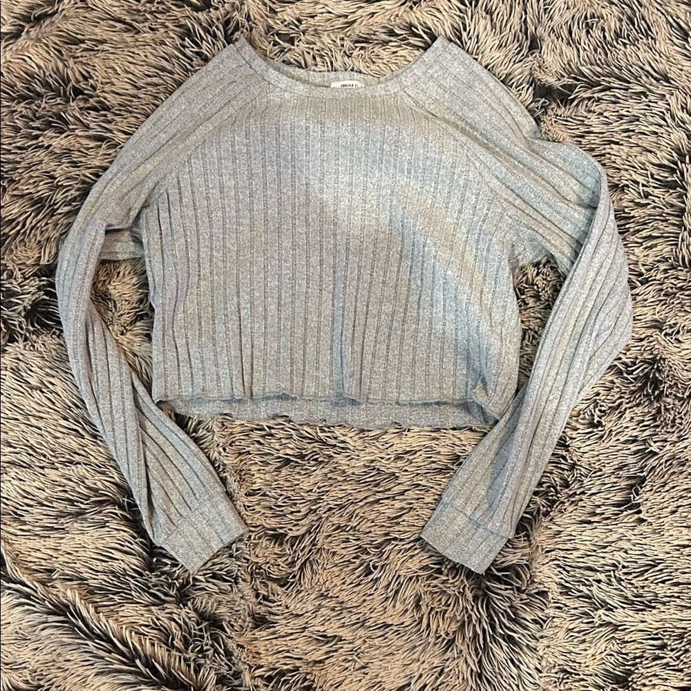 F21 Cropped Long Sleeve Lounge Top